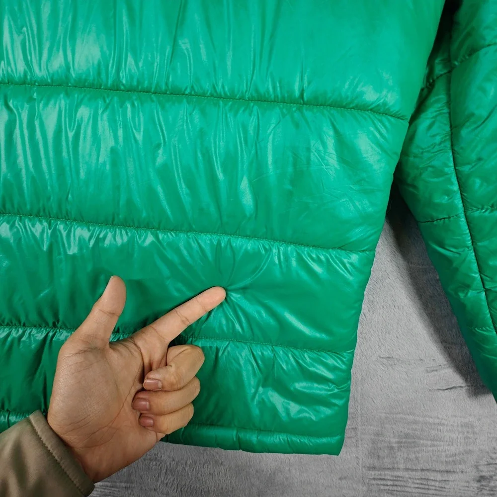 Vintage Nike Green Quilted Puffer Jacket Hooded Full Zip XL Cold Weather Coat
